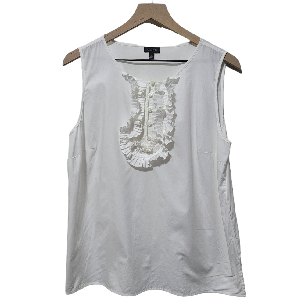 Talbots White Ruffle Tank Top